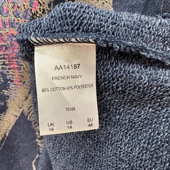 Cotton Traders Elephant Blue French Terry Pullover Sweatshirt Womens size 14 - Picture 3 of 5